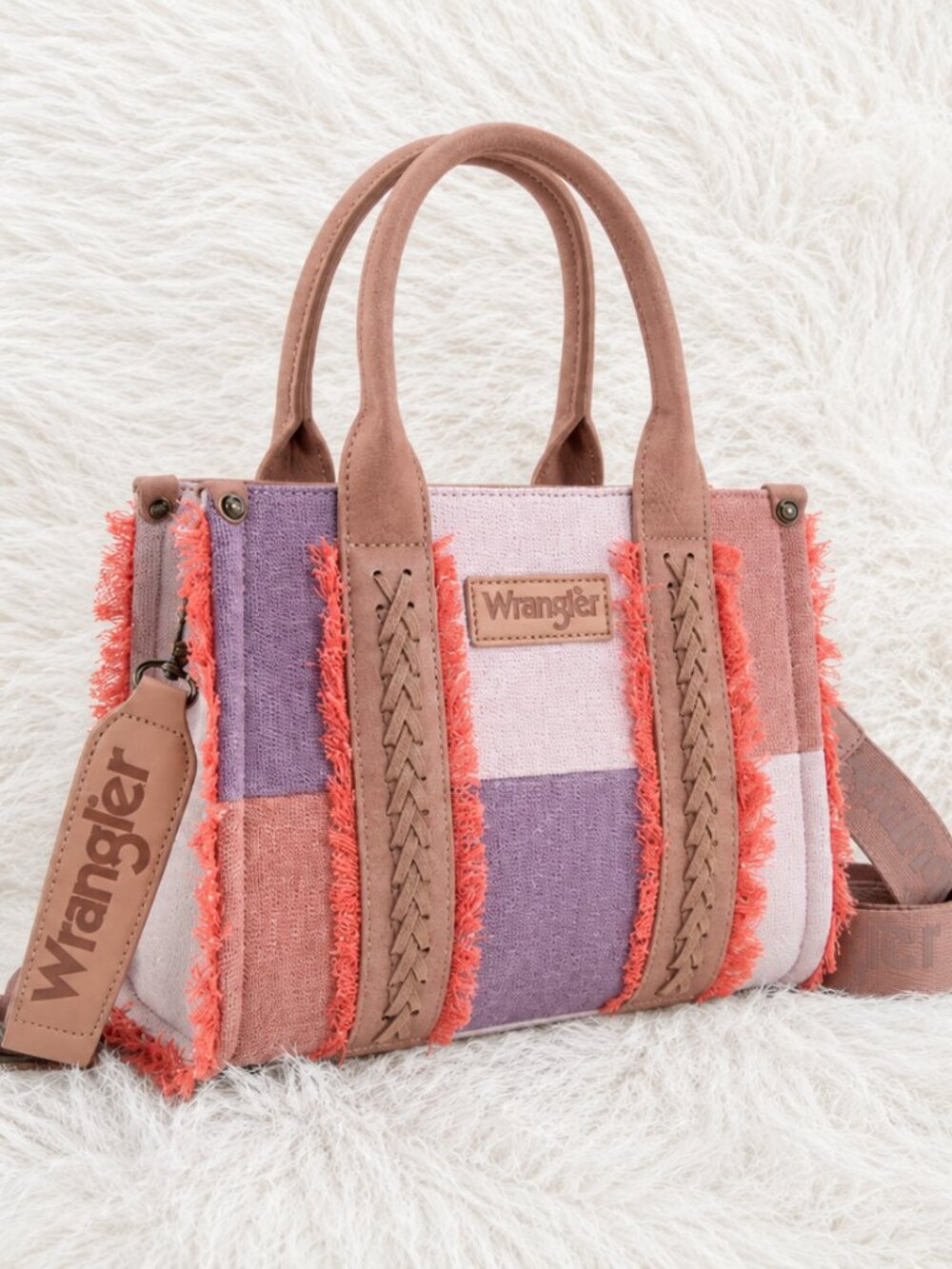 NWT Wrangler Patchwork Tote Bag Pink Purple Crossbody Handbag